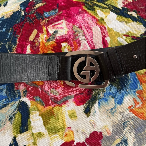 Authentic Giorgio Armani adjustable black leather belt size 54 - Picture 4 of 13